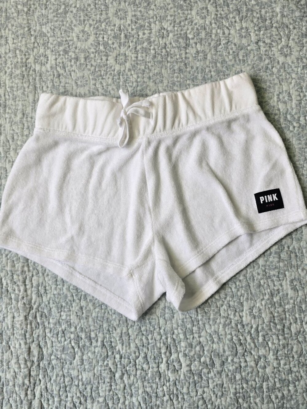 NWOT PINK Victoria's Secret White Terry Cloth Shorts, XS